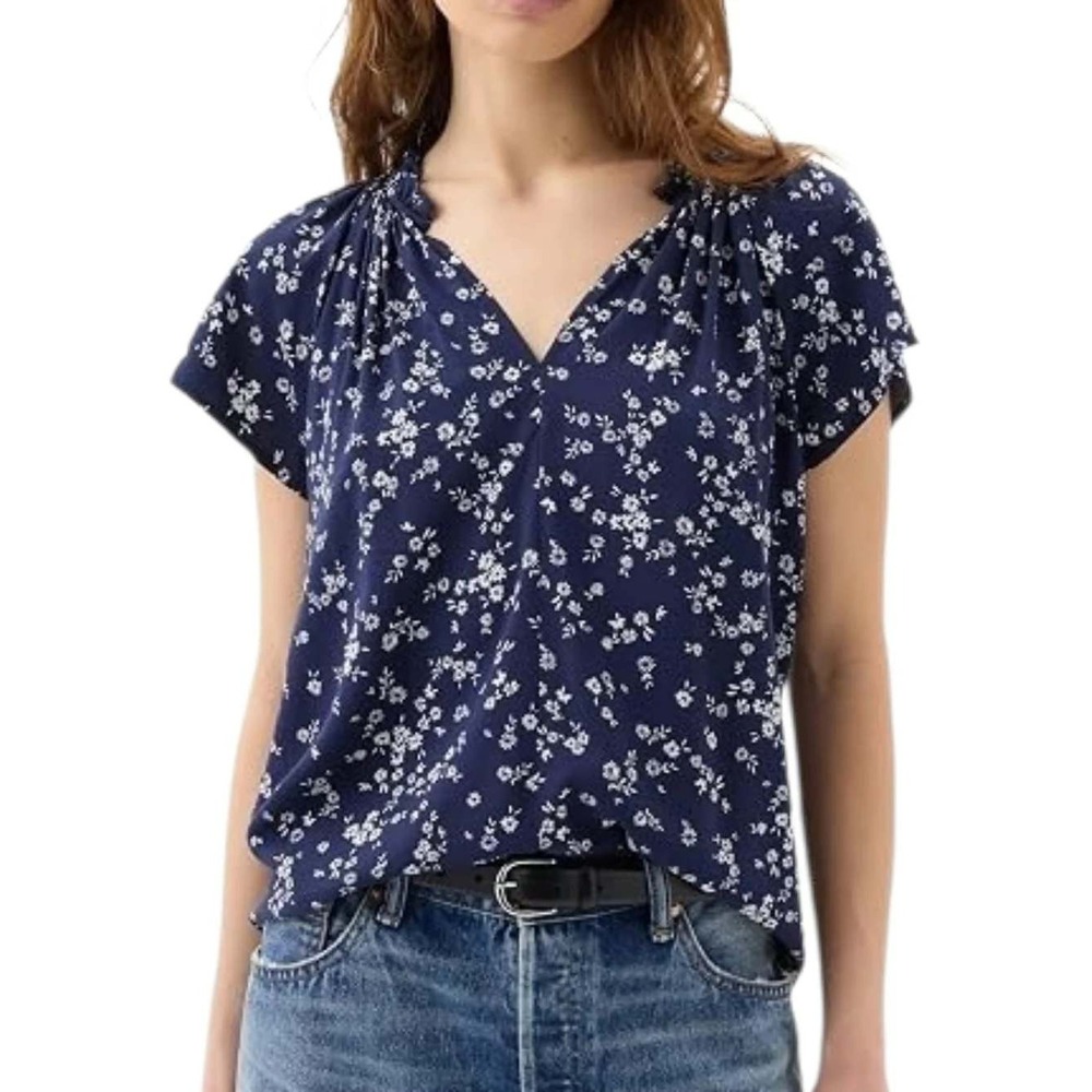 Gap Womens Splitneck Print Flutter Sleeve Top Size M